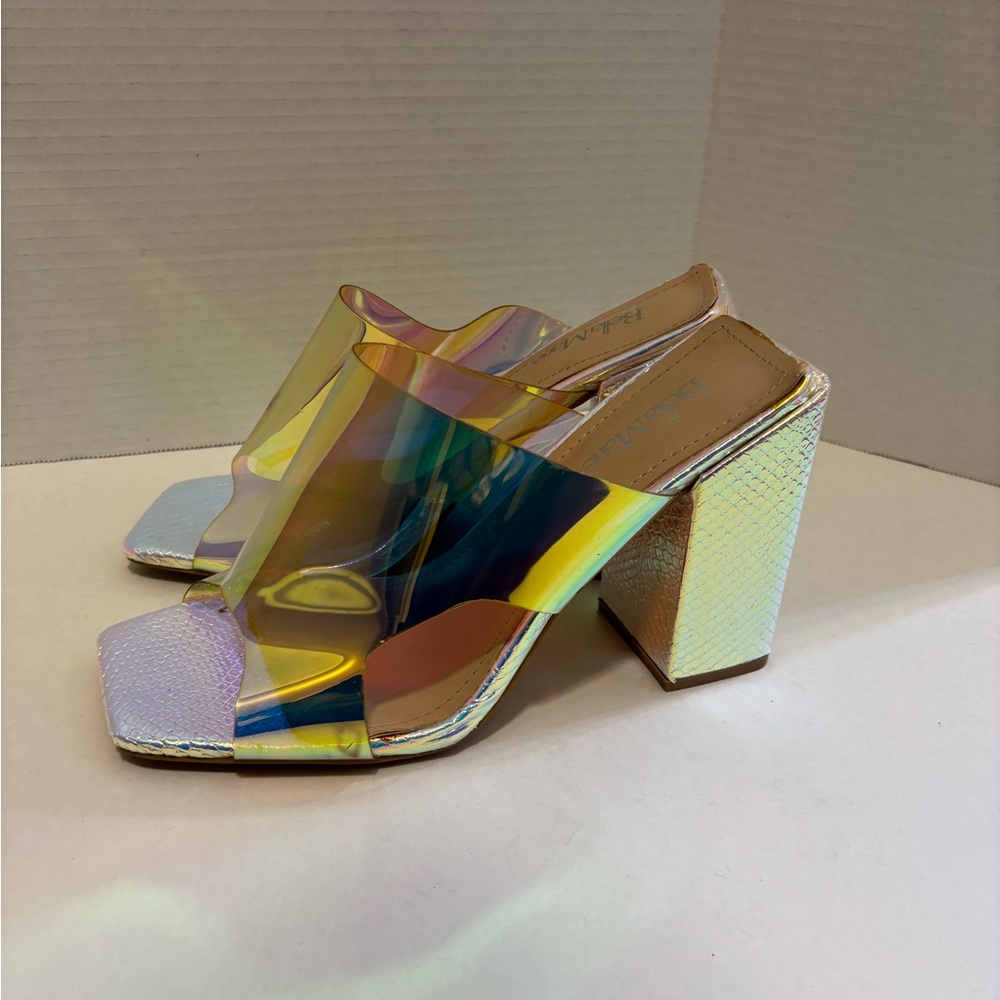 🔵Holographic BLOCK Heels BELLA MARIE - Picture 7 of 14